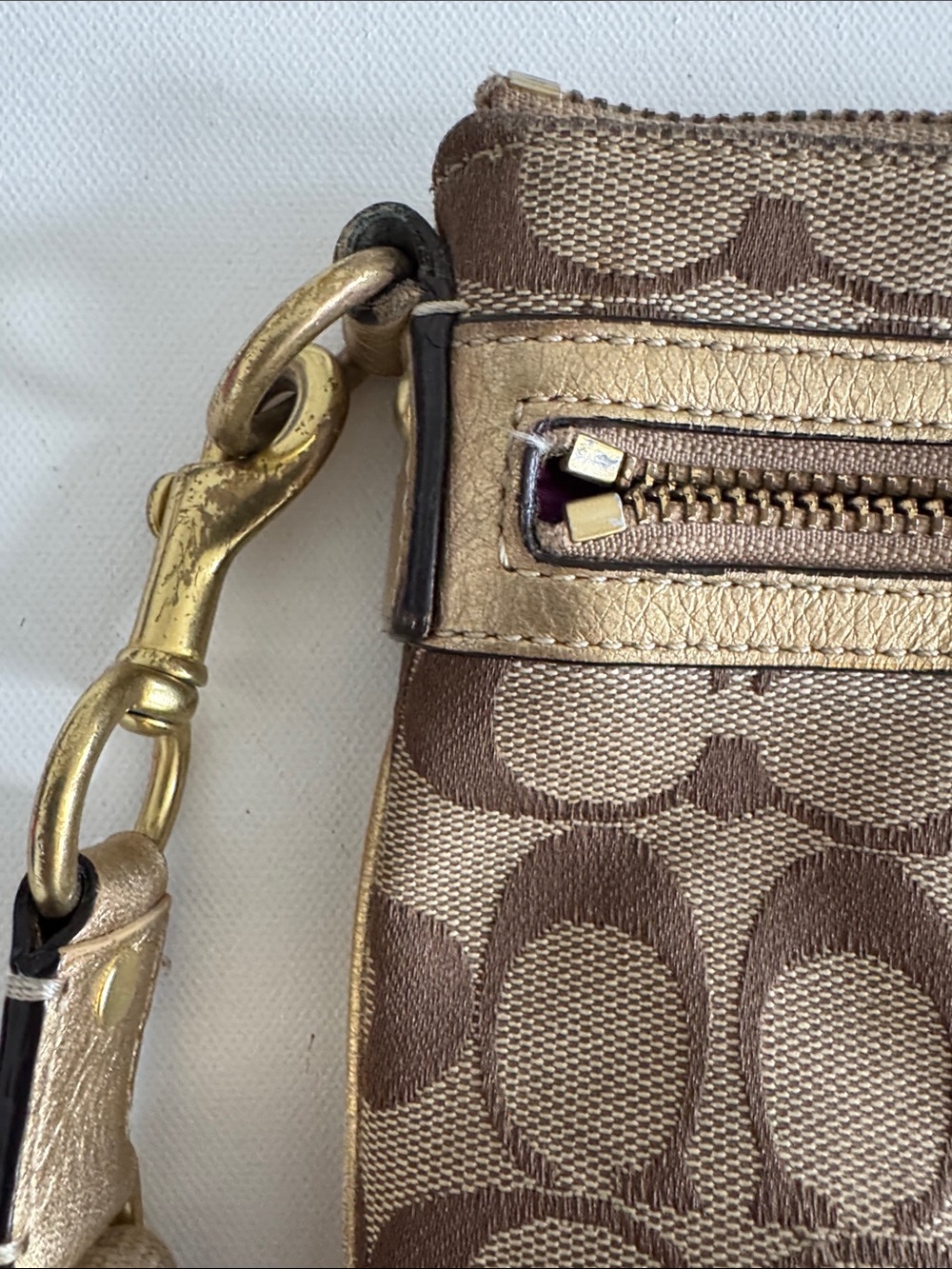 Coach Brown Signature Canvas Crossbody with Gold Hardware - Picture 6 of 8